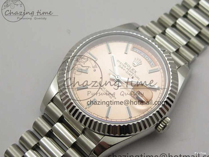 MiroTime 0111 Neat Day-Date 40mm 228239 BP New Dial Version 904 SS RG Stick Markers Dial on SS President Bracelet A 2819